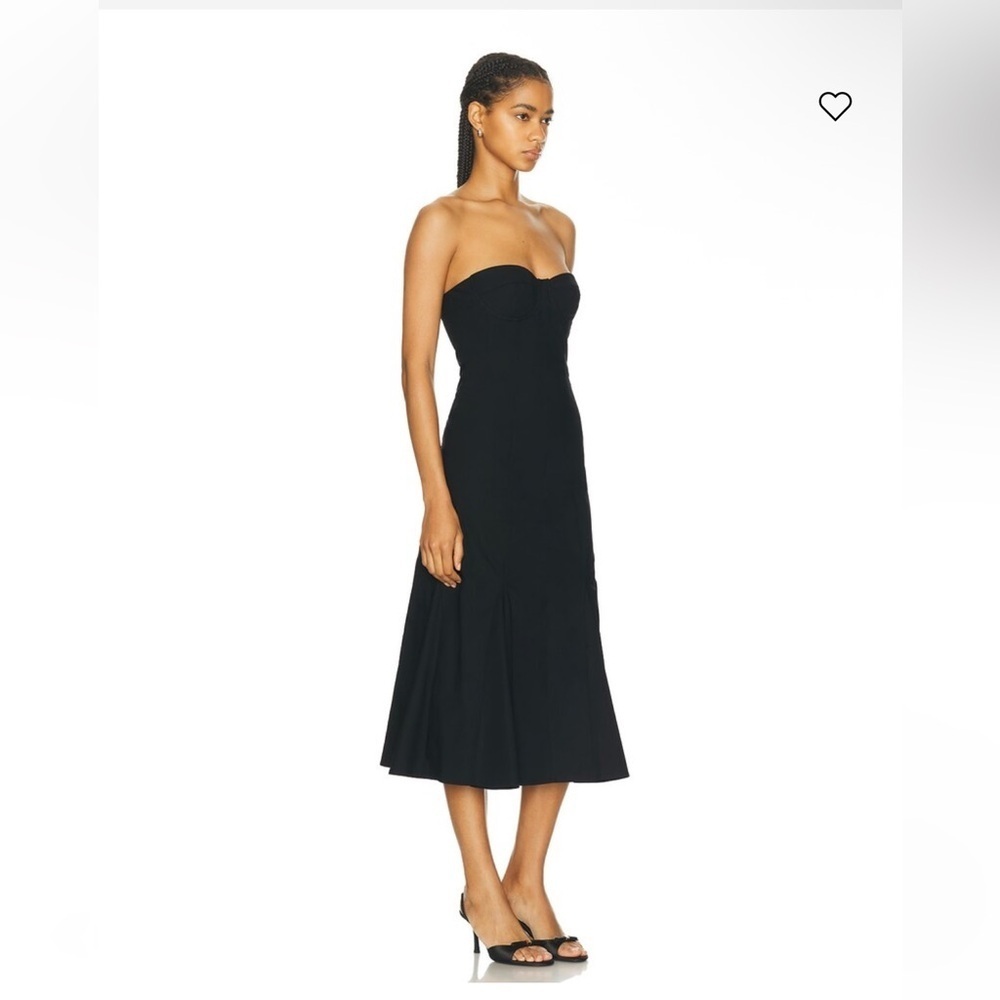 LPA Bianca Midi Dress Black Strapless bustier cotton Revolve NWT L - Picture 2 of 8
